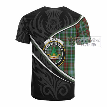 Gayre Tartan Family Crest Cotton T-shirt Celtic Scottish Thistle Floral