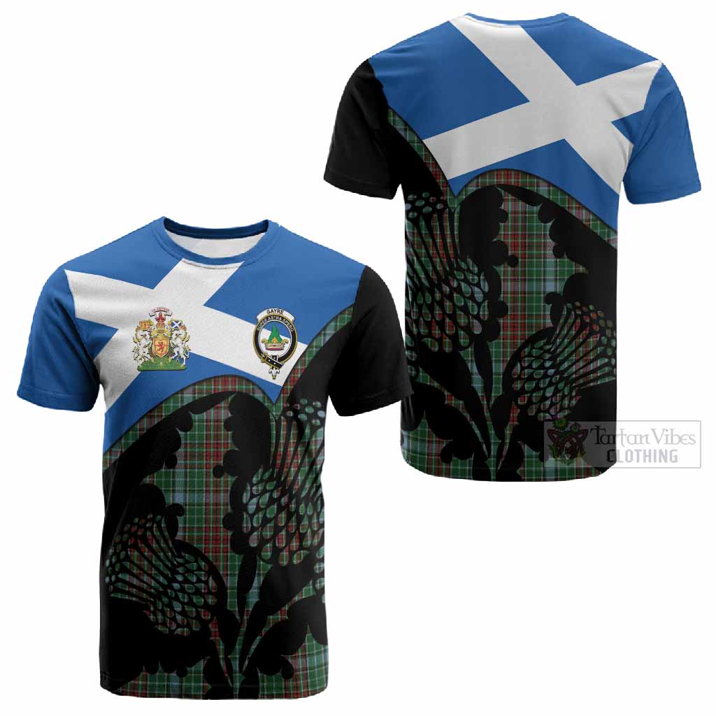 Gayre Tartan Family Crest Cotton T-shirt Scotland Thistle Floral Flag Style