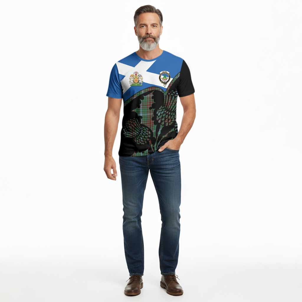 Gayre Tartan Family Crest Cotton T-shirt Scotland Thistle Floral Flag Style