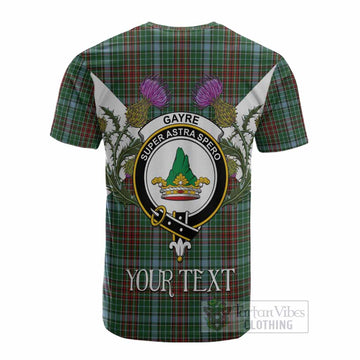 Gayre Tartan Family Crest Cotton T-shirt Scottish Burns Night Thistle Floral