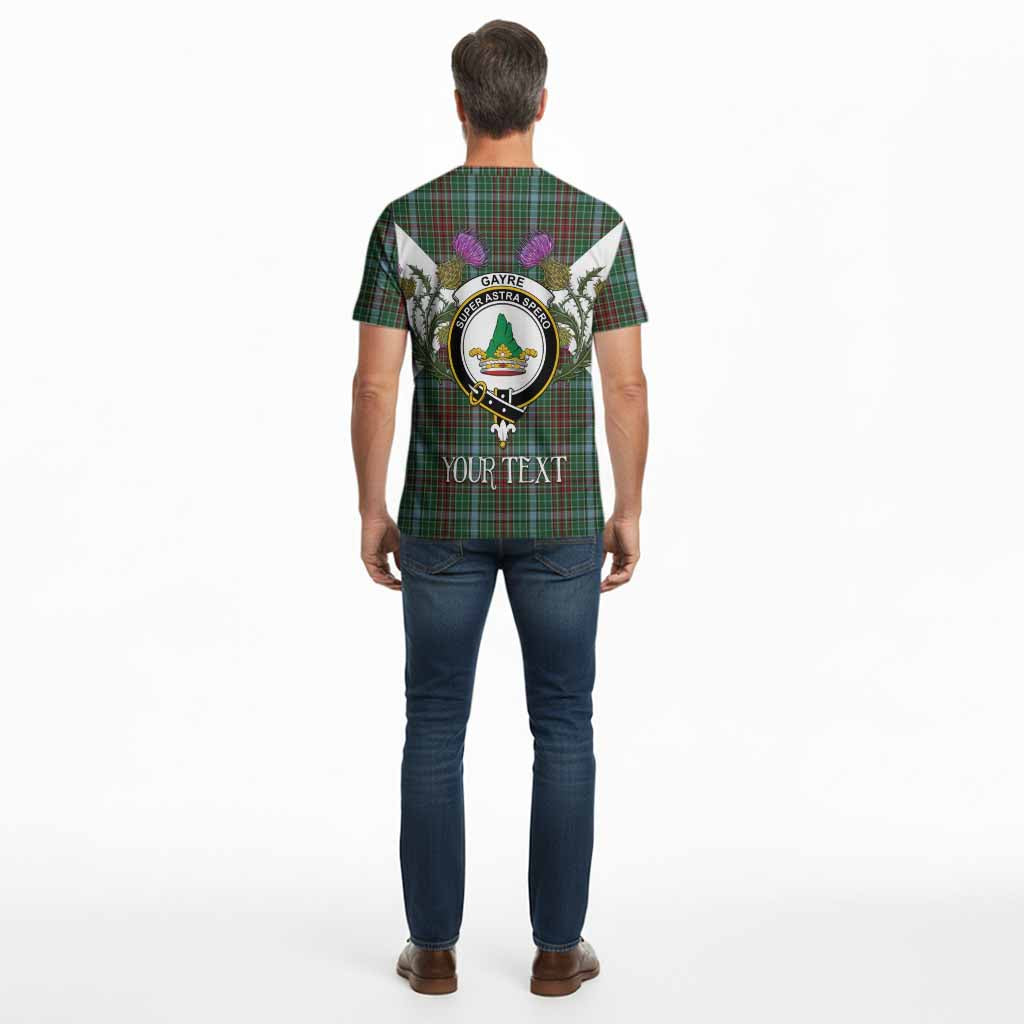 Gayre Tartan Family Crest Cotton T-shirt Scottish Burns Night Thistle Floral
