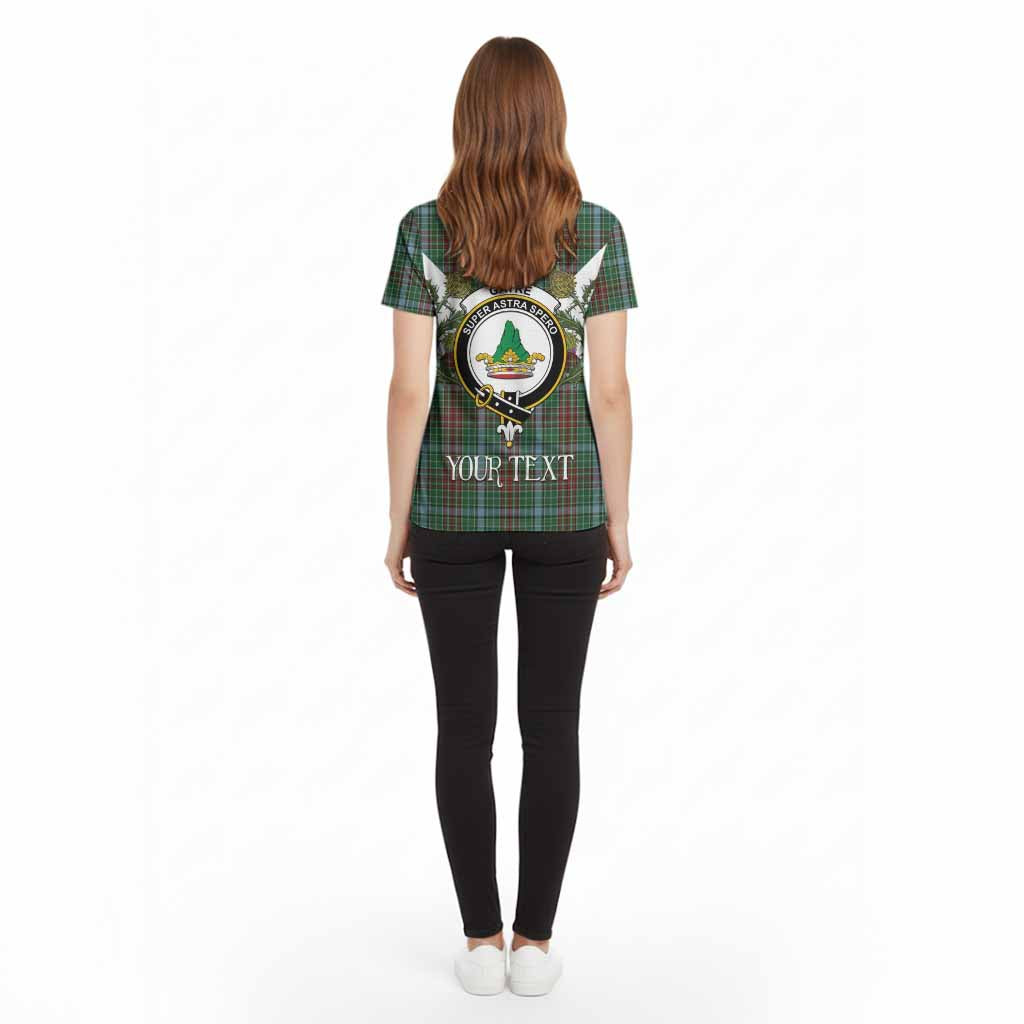 Gayre Tartan Family Crest Cotton T-shirt Scottish Burns Night Thistle Floral