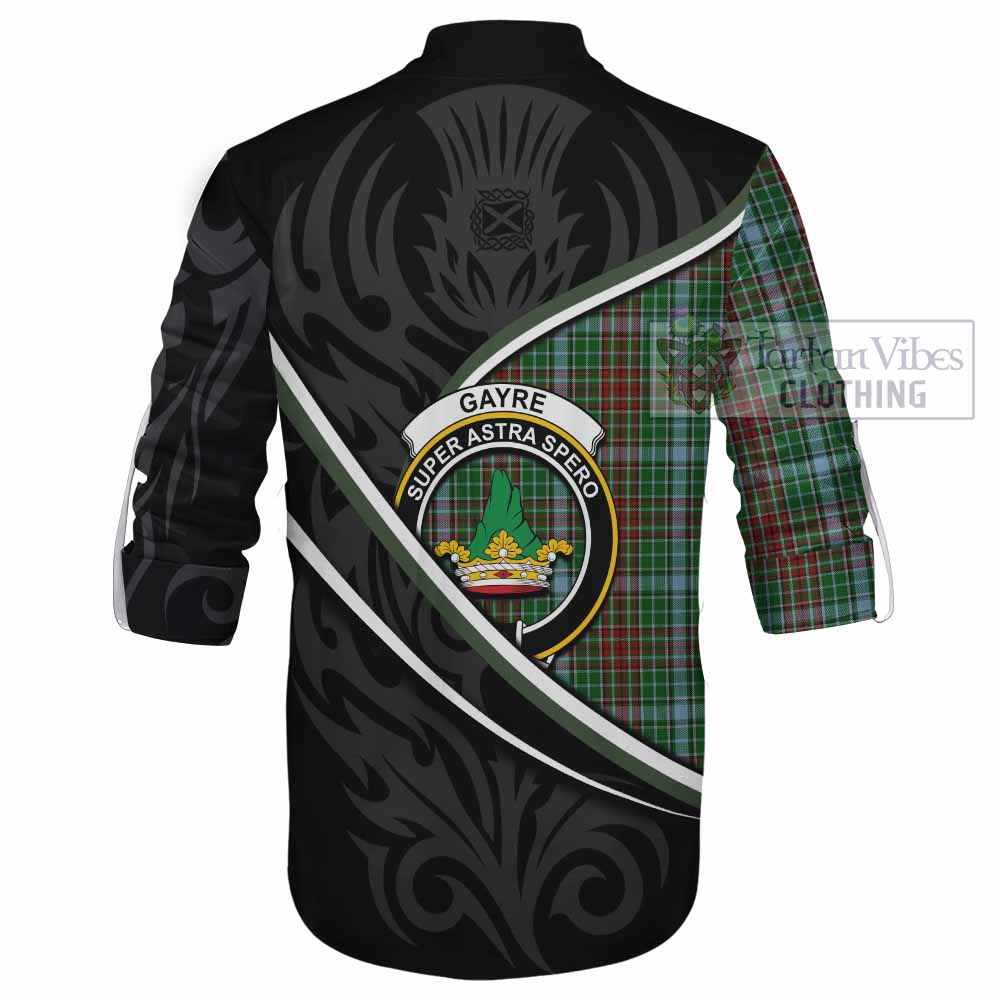 Gayre Tartan Family Crest Ghillie Kilt Shirt Celtic Scottish Thistle Floral - Tartan Vibes Clothing