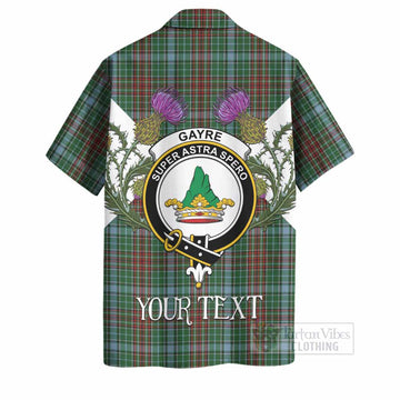 Gayre Tartan Family Crest Hawaiian Shirt Scottish Burns Night Thistle Floral