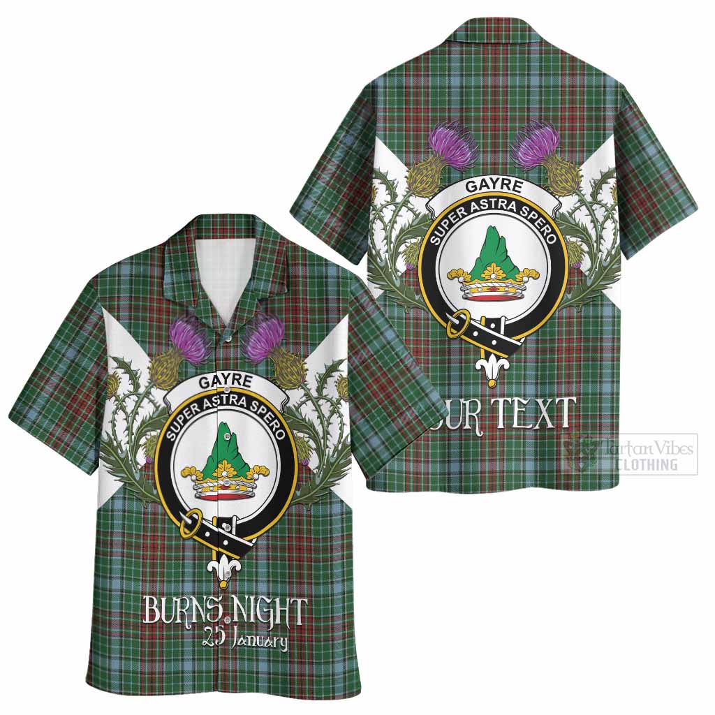Gayre Tartan Family Crest Hawaiian Shirt Scottish Burns Night Thistle Floral