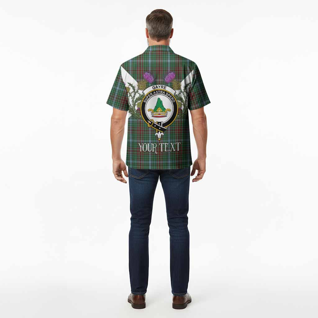 Gayre Tartan Family Crest Hawaiian Shirt Scottish Burns Night Thistle Floral