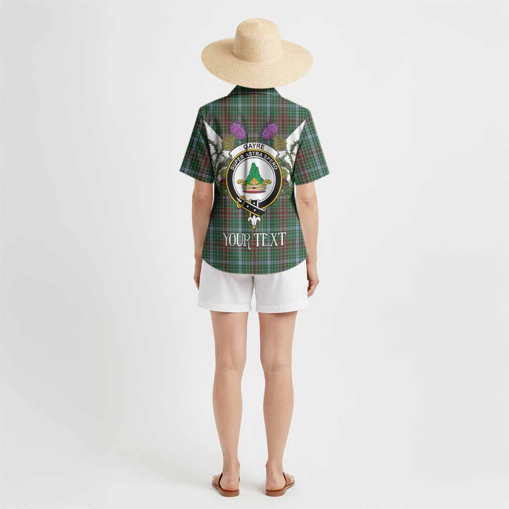 Gayre Tartan Family Crest Hawaiian Shirt Scottish Burns Night Thistle Floral