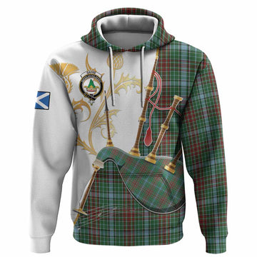 Gayre Tartan Family Crest Hoodie Bagpipes with Scottish Thistle