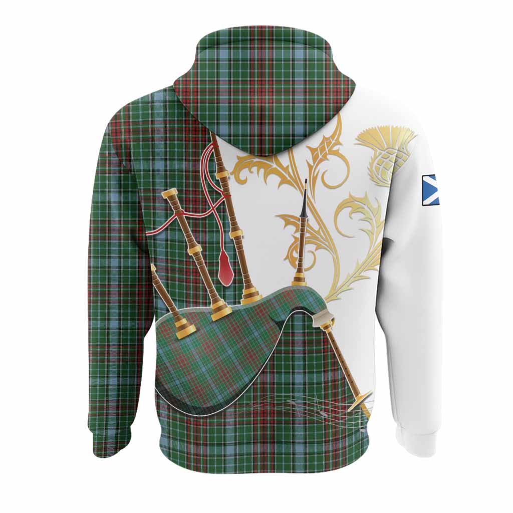 Gayre Tartan Family Crest Hoodie Bagpipes with Scottish Thistle