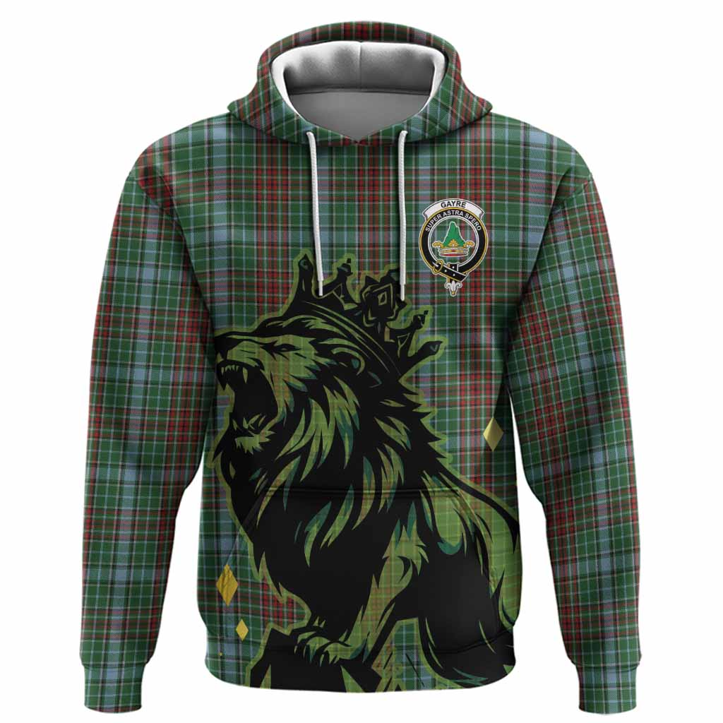 Gayre Tartan Family Crest Hoodie Crowned Lion Roaring