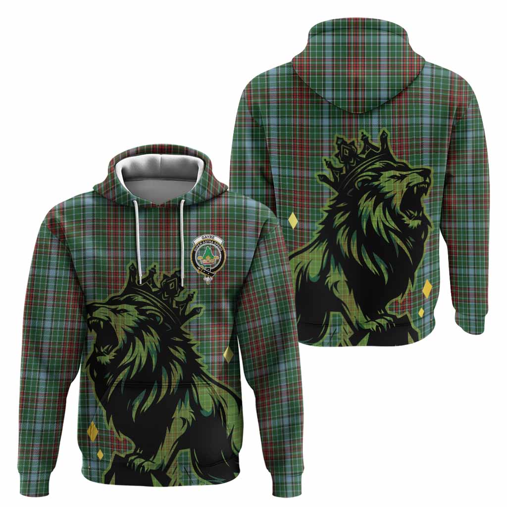 Gayre Tartan Family Crest Hoodie Crowned Lion Roaring