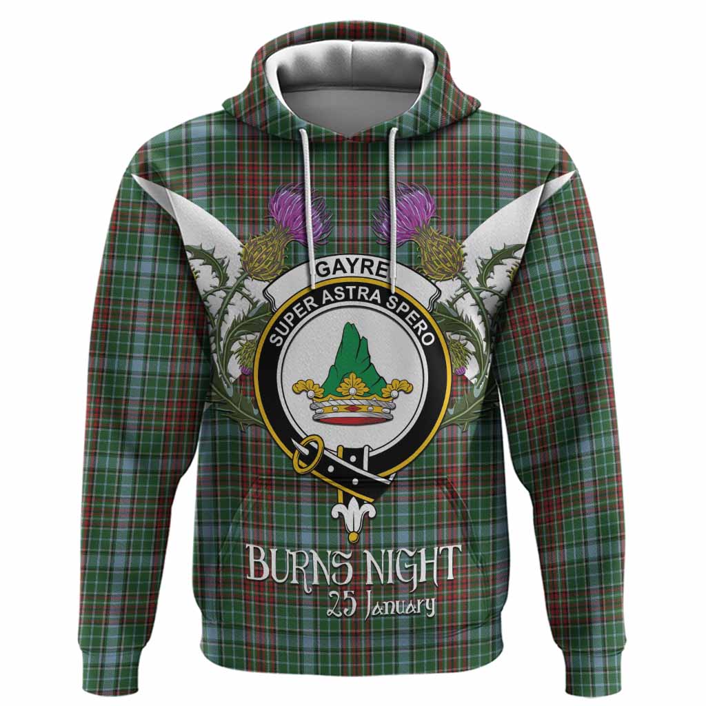 Gayre Tartan Family Crest Hoodie Scottish Burns Night Thistle Floral