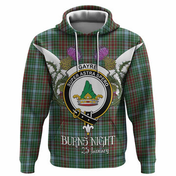 Gayre Tartan Family Crest Hoodie Scottish Burns Night Thistle Floral