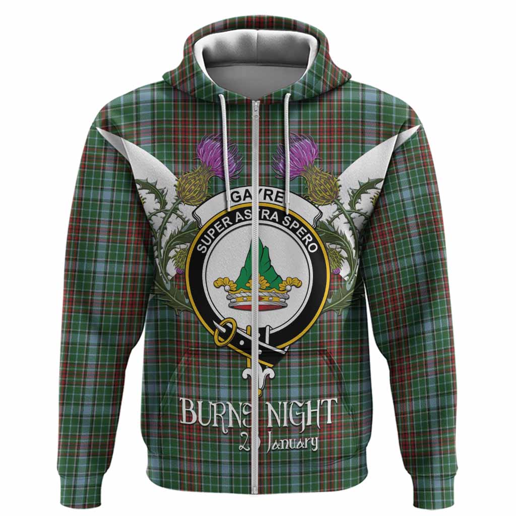 Gayre Tartan Family Crest Hoodie Scottish Burns Night Thistle Floral