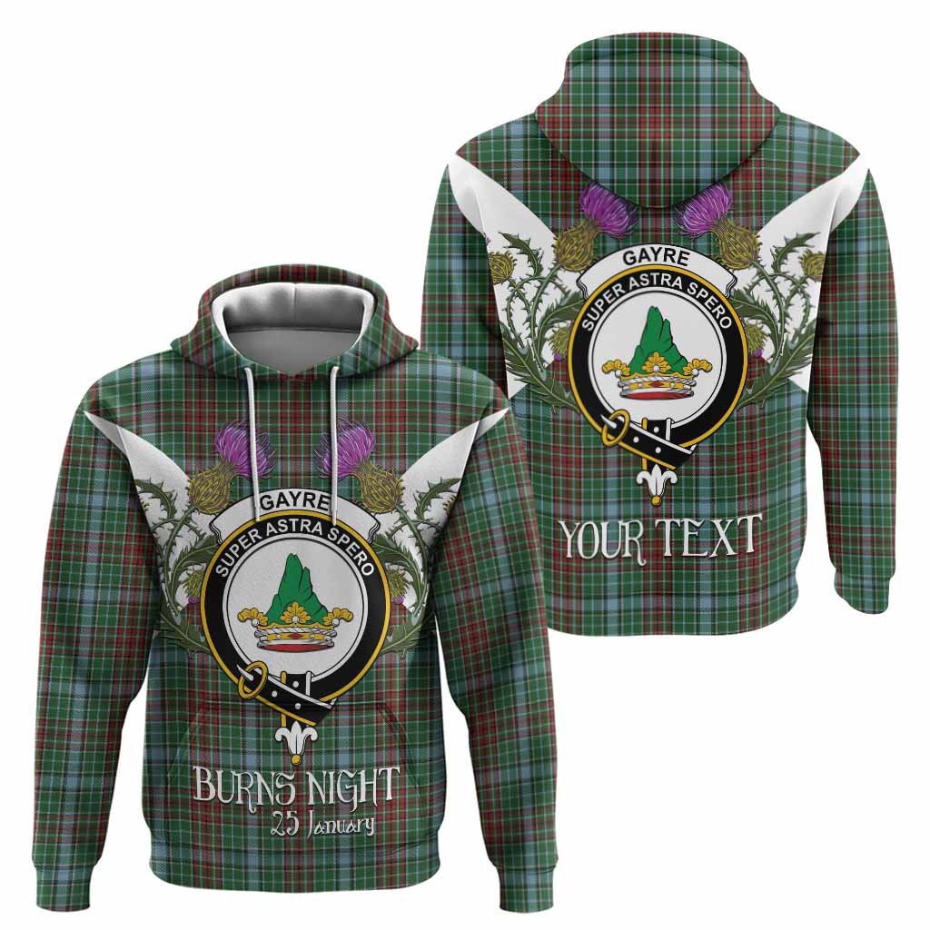 Gayre Tartan Family Crest Hoodie Scottish Burns Night Thistle Floral