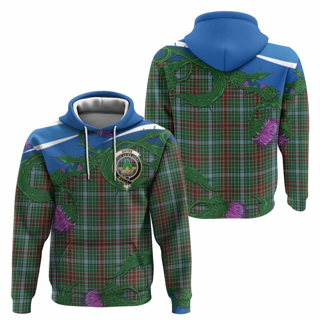 Gayre Tartan Family Crest Hoodie Thistle in Minimalism