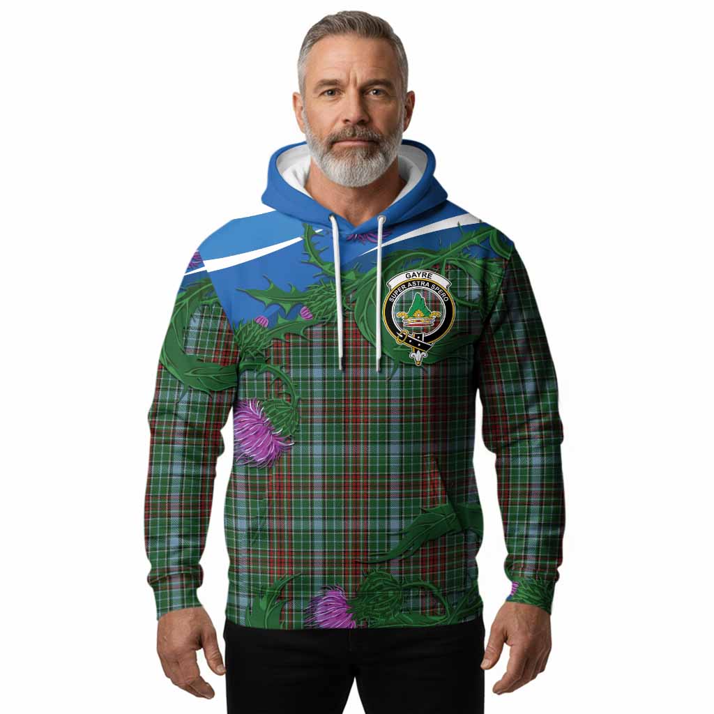 Gayre Tartan Family Crest Hoodie Thistle in Minimalism