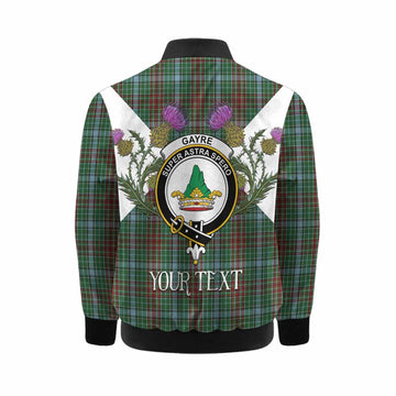 Gayre Tartan Family Crest Kid Bomber Jacket Scottish Burns Night Thistle Floral