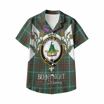 Gayre Tartan Family Crest Kid Hawaiian Shirt Scottish Burns Night Thistle Floral