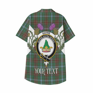 Gayre Tartan Family Crest Kid Hawaiian Shirt Scottish Burns Night Thistle Floral