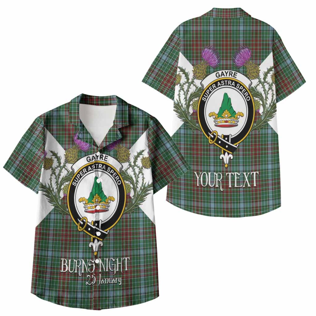 Gayre Tartan Family Crest Kid Hawaiian Shirt Scottish Burns Night Thistle Floral
