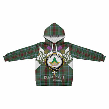 Gayre Tartan Family Crest Kid Hoodie Scottish Burns Night Thistle Floral