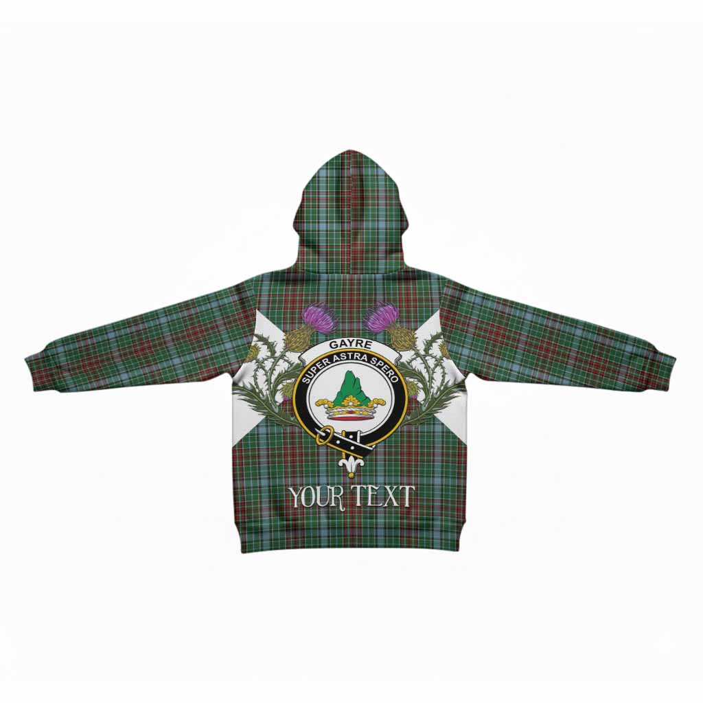 Gayre Tartan Family Crest Kid Hoodie Scottish Burns Night Thistle Floral
