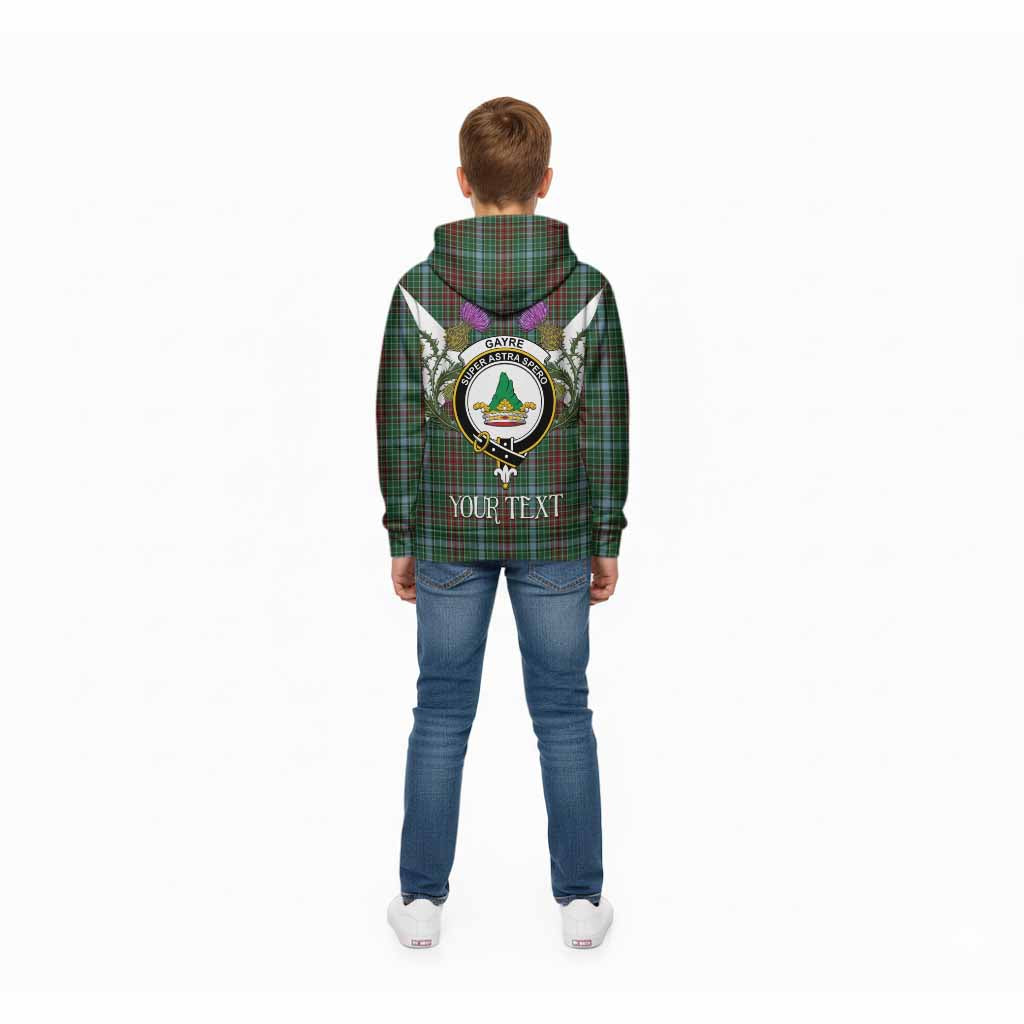 Gayre Tartan Family Crest Kid Hoodie Scottish Burns Night Thistle Floral