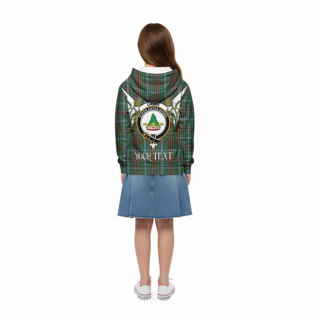 Gayre Tartan Family Crest Kid Hoodie Scottish Burns Night Thistle Floral