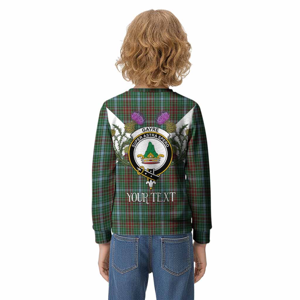 Gayre Tartan Family Crest Kid Knitted Sweatshirt Scottish Burns Night Thistle Floral