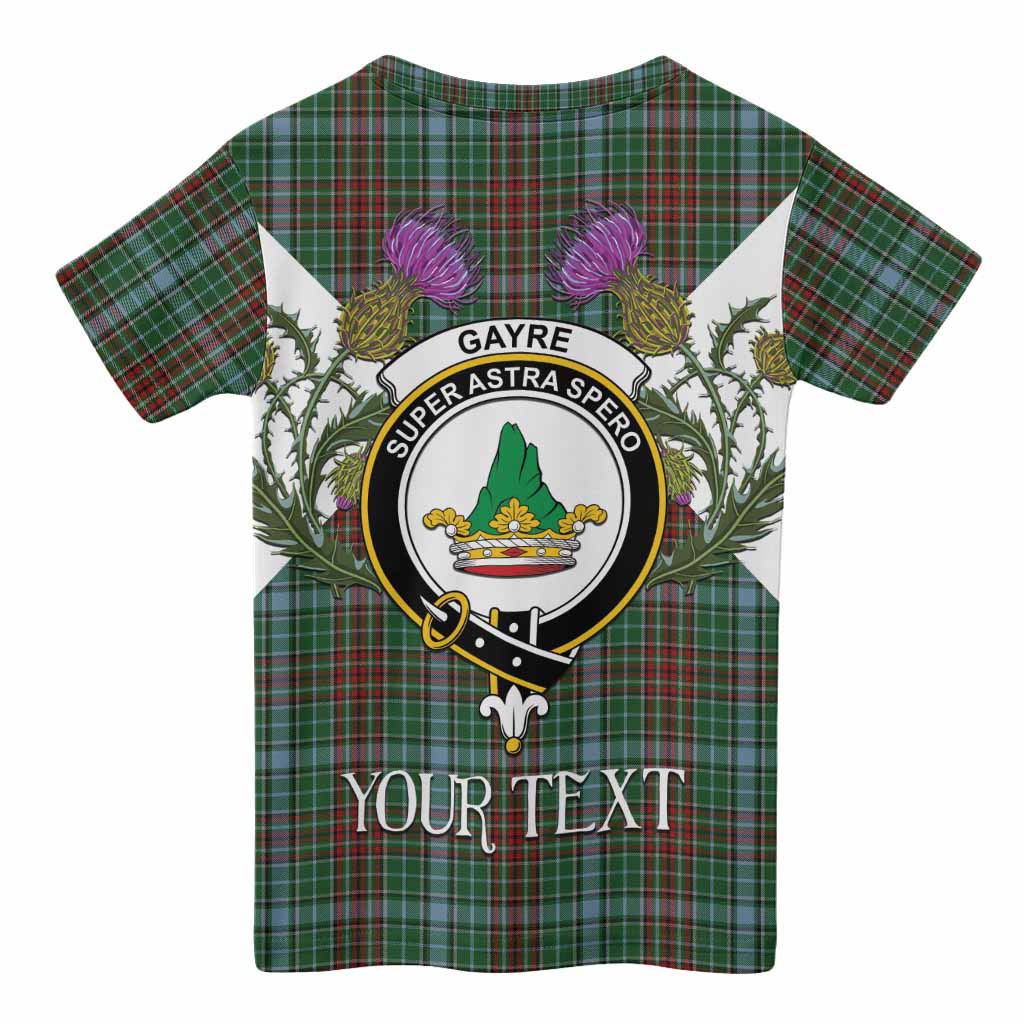 Gayre Tartan Family Crest Kid T-shirt Scottish Burns Night Thistle Floral