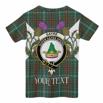 Gayre Tartan Family Crest Kid T-shirt Scottish Burns Night Thistle Floral