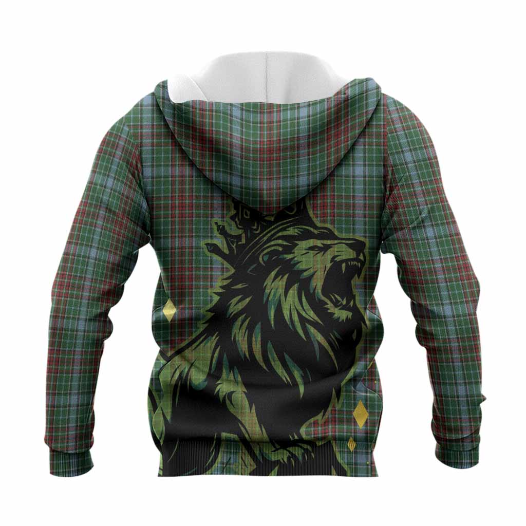 Gayre Tartan Family Crest Knitted Hoodie Crowned Lion Roaring