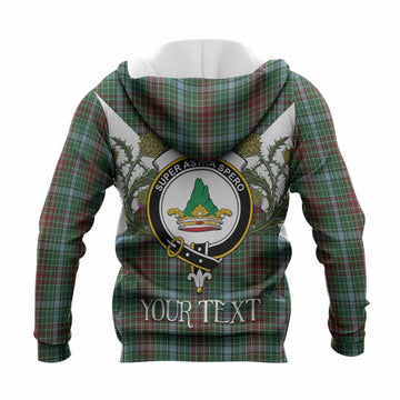 Gayre Tartan Family Crest Knitted Hoodie Scottish Burns Night Thistle Floral