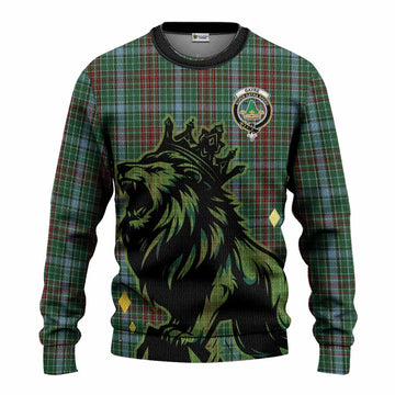 Gayre Tartan Family Crest Knitted Sweater Crowned Lion Roaring