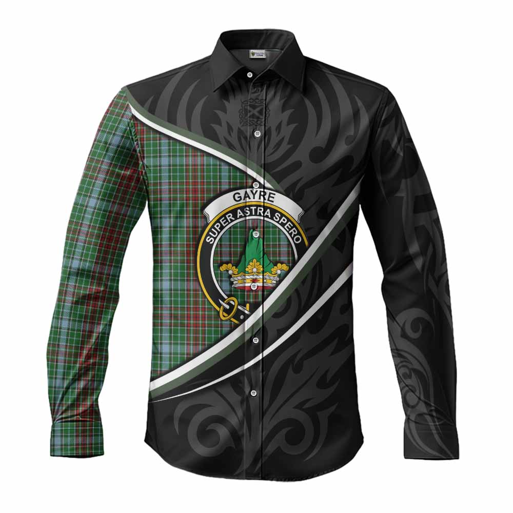 Gayre Tartan Family Crest Long Sleeve Button Shirts Celtic Scottish Thistle Floral - Tartan Vibes Clothing