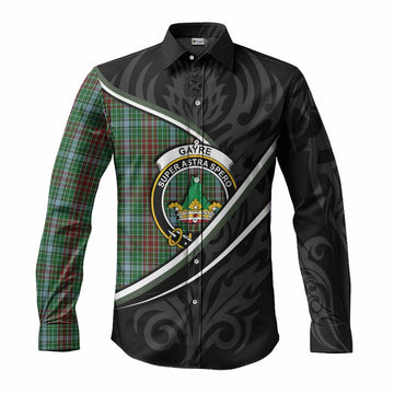 Gayre Tartan Family Crest Long Sleeve Button Shirts Celtic Scottish Thistle Floral