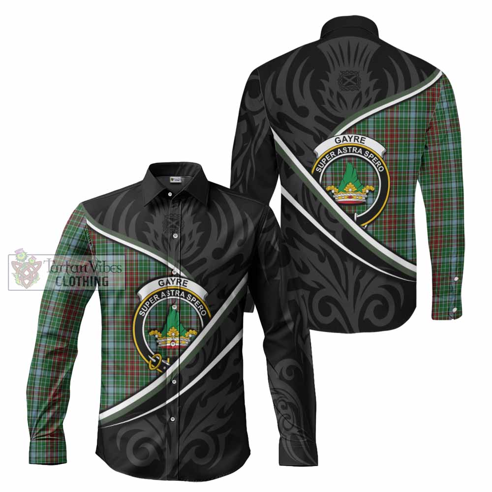 Gayre Tartan Family Crest Long Sleeve Button Shirts Celtic Scottish Thistle Floral - Tartan Vibes Clothing