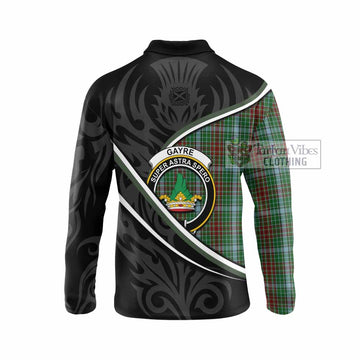 Gayre Tartan Family Crest Long Sleeve Polo Shirt Celtic Scottish Thistle Floral - Tartan Vibes Clothing