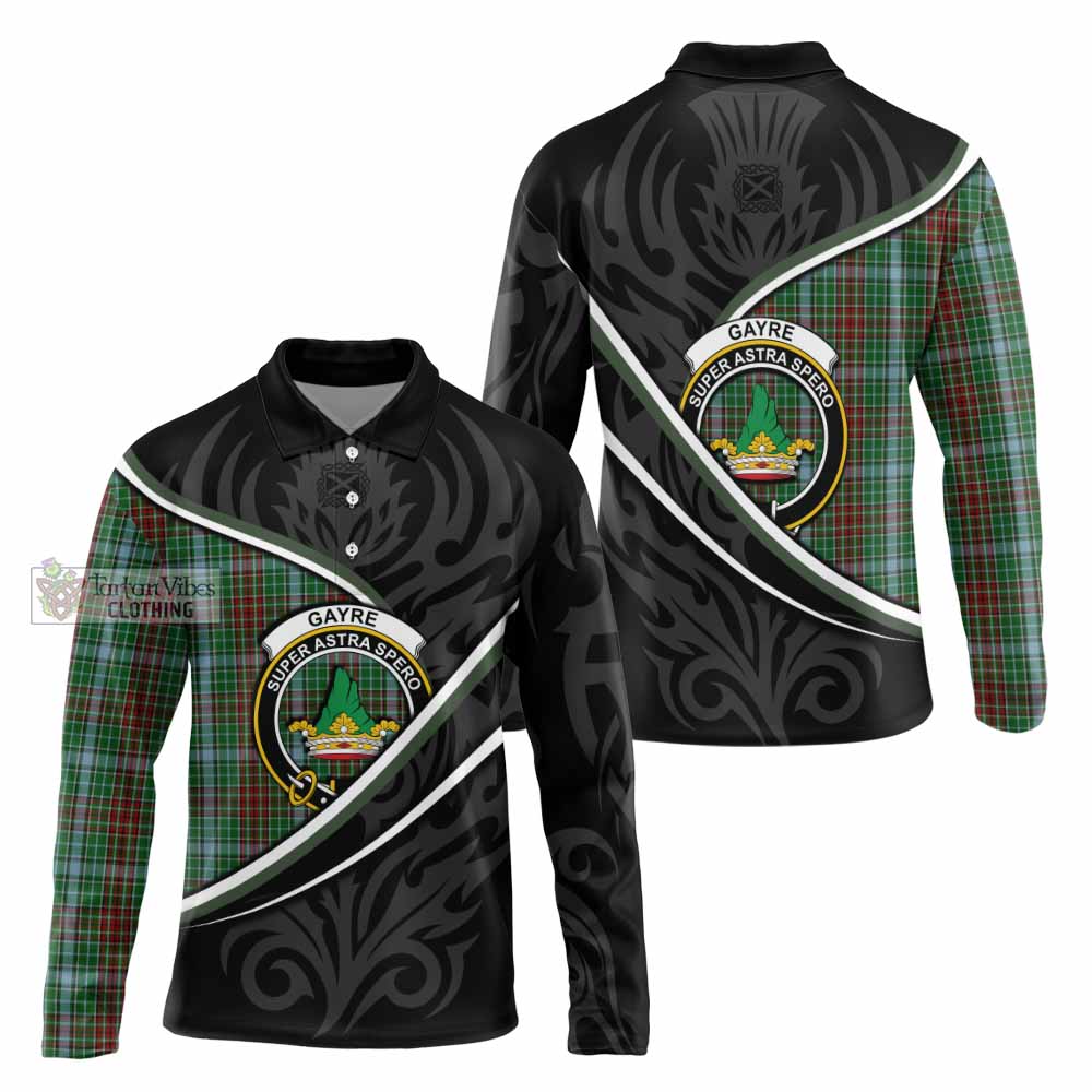 Gayre Tartan Family Crest Long Sleeve Polo Shirt Celtic Scottish Thistle Floral - Tartan Vibes Clothing