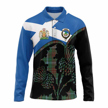 Gayre Tartan Family Crest Long Sleeve Polo Shirt Scotland Thistle Floral Flag Style