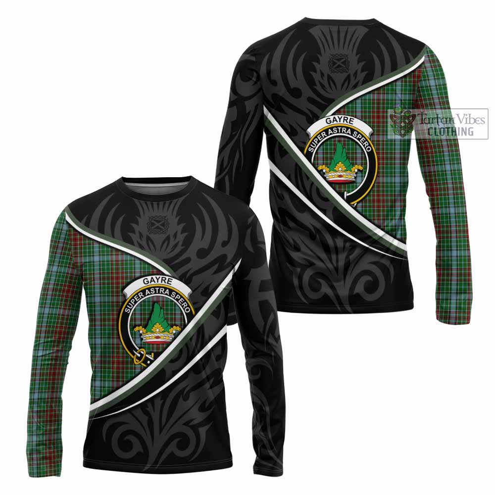 Gayre Tartan Family Crest Long Sleeve T-Shirt Celtic Scottish Thistle Floral - Tartan Vibes Clothing