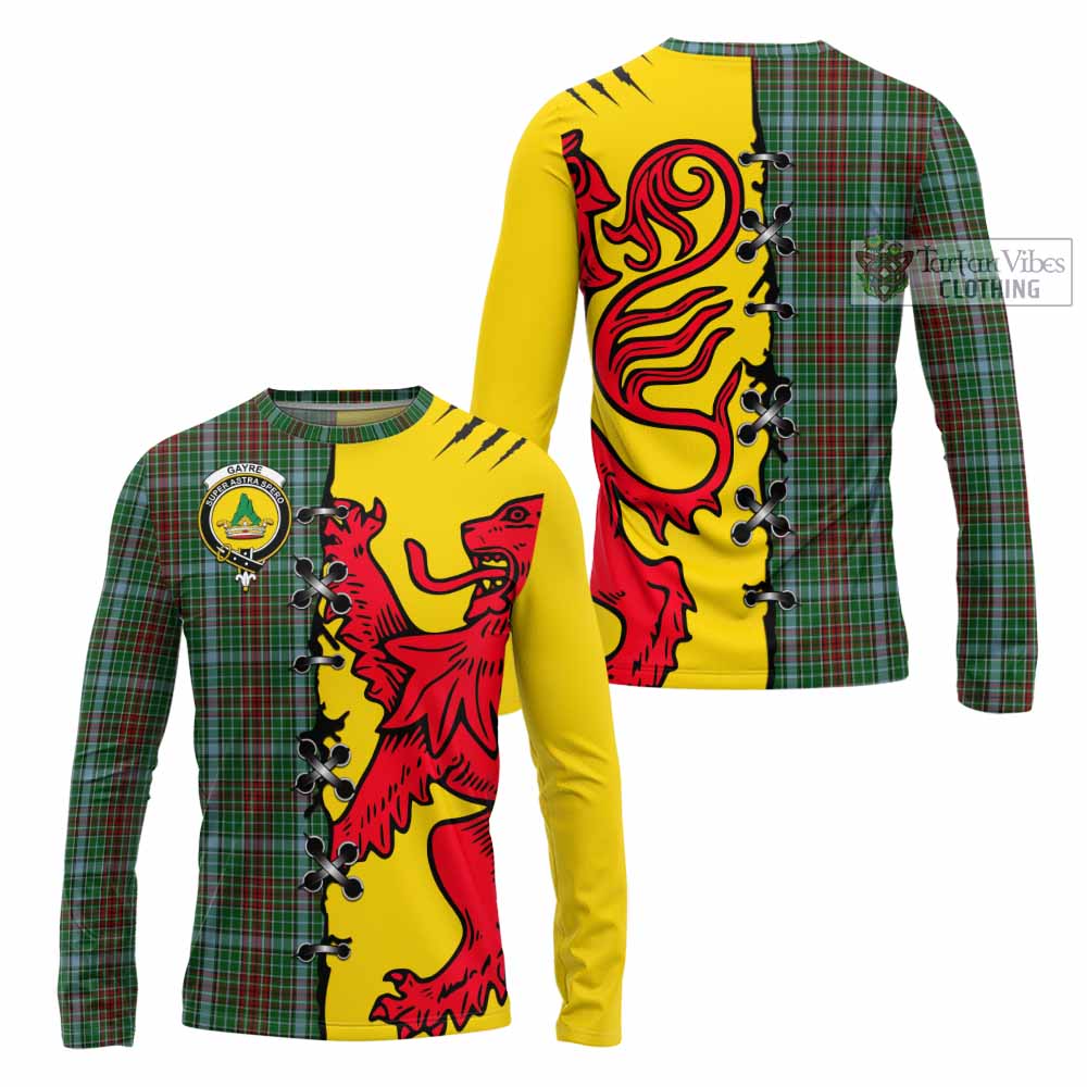 Gayre Tartan Family Crest Long Sleeve T-Shirt Lion Rampant Honor - Tartan Vibes Clothing