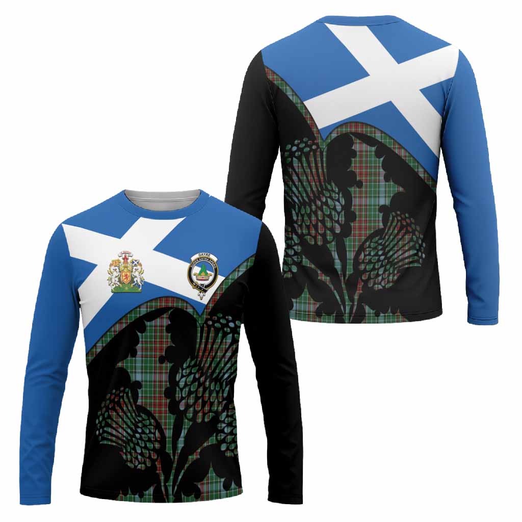 Gayre Tartan Family Crest Long Sleeve T-Shirt Scotland Thistle Floral Flag Style
