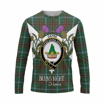 Gayre Tartan Family Crest Long Sleeve T-Shirt Scottish Burns Night Thistle Floral
