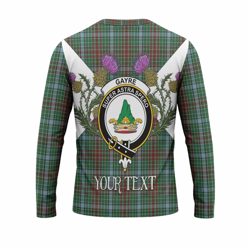Gayre Tartan Family Crest Long Sleeve T-Shirt Scottish Burns Night Thistle Floral