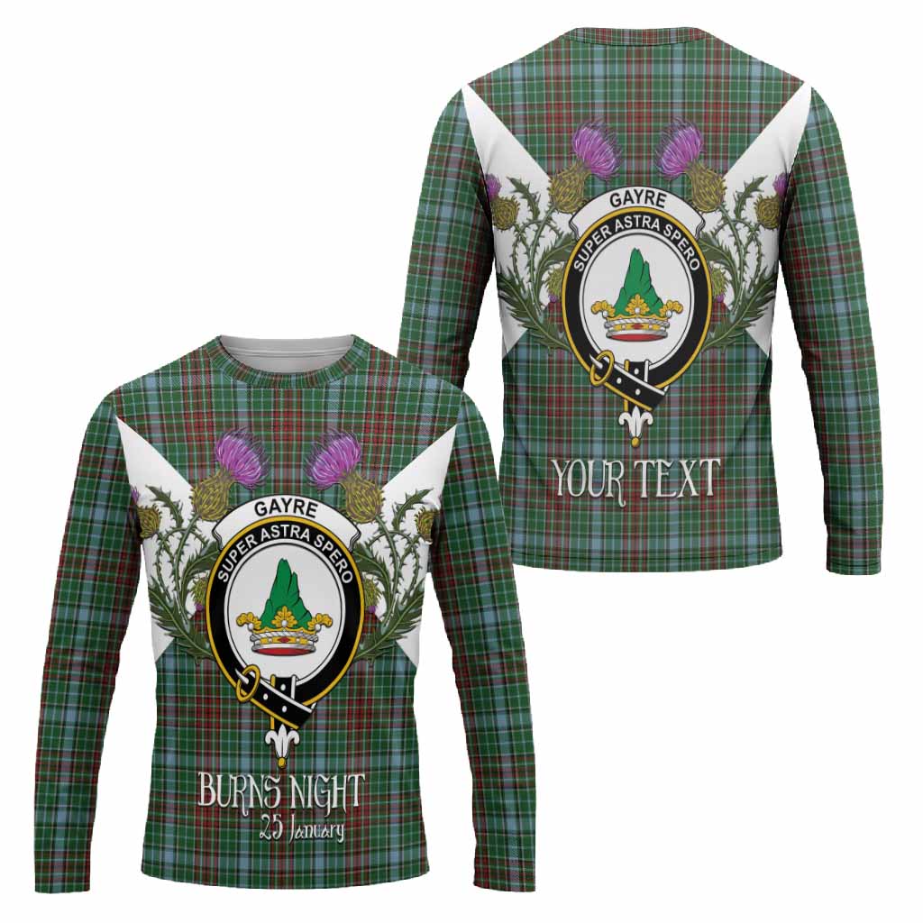 Gayre Tartan Family Crest Long Sleeve T-Shirt Scottish Burns Night Thistle Floral
