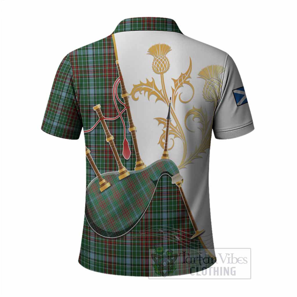 Gayre Tartan Family Crest Polo Shirt Bagpipes with Scottish Thistle