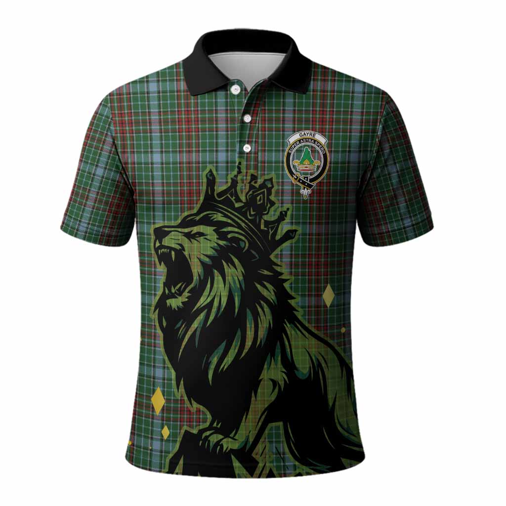 Gayre Tartan Family Crest Polo Shirt Crowned Lion Roaring