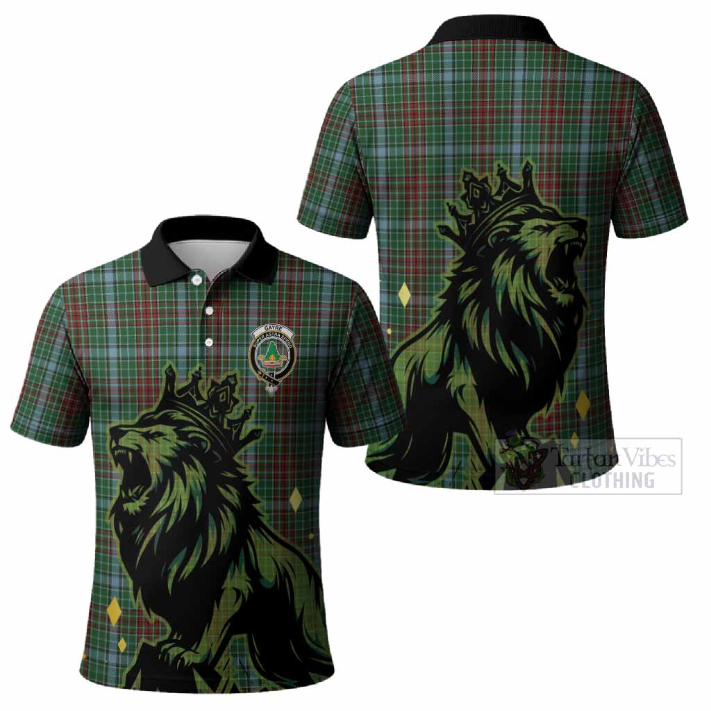 Gayre Tartan Family Crest Polo Shirt Crowned Lion Roaring